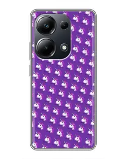 Чехол для Xiaomi POCO M6 Pro с картинкой «Единороги на фиолетовом»