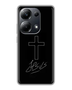 Чехол для Xiaomi POCO M6 Pro с картинкой «Графический крест Jesus»
