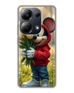 Чехол для Xiaomi POCO M6 Pro с картинкой «Микки с тюльпанами»