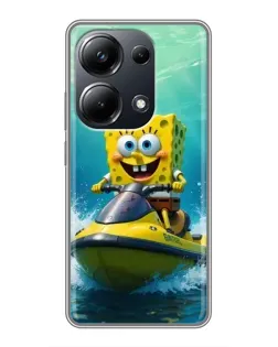 Чехол для Xiaomi POCO M6 Pro с картинкой «Спанч Боб на гидроцикле»