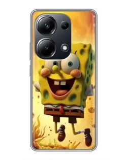 Чехол для Xiaomi POCO M6 Pro с картинкой «Губка Боб прыгает»
