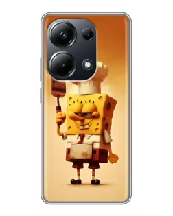 Чехол для Xiaomi POCO M6 Pro с картинкой «Губка Боб повар»