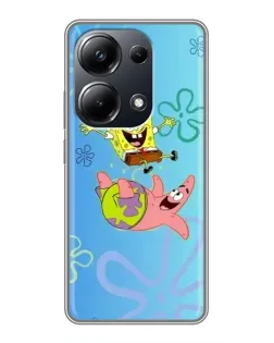 Чехол для Xiaomi POCO M6 Pro с картинкой «Спанч Боб и Патрик»