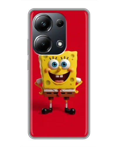 Чехол для Xiaomi POCO M6 Pro с картинкой «Спанч Боб на красном»