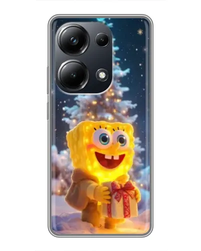 Чехол для Xiaomi POCO M6 Pro с картинкой «Рождественский Спанч Боб»
