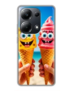 Чехол для Xiaomi POCO M6 Pro с картинкой «Спанч Боб мороженое»