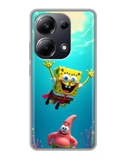 Чехол для Xiaomi POCO M6 Pro с картинкой «Спанч Боб под водой»