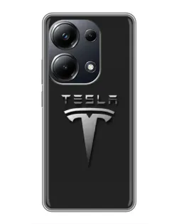 Чехол для Xiaomi POCO M6 Pro с картинкой «Стальной логотип Tesla» Чехол для Xiaomi POCO M6 Pro с картинкой «Стальной логотип Tesla»