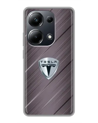 Чехол для Xiaomi POCO M6 Pro с картинкой «Металлическая текстура Tesla»