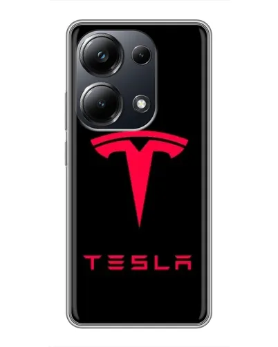 Чехол для Xiaomi POCO M6 Pro с картинкой «Tesla Red Logo»