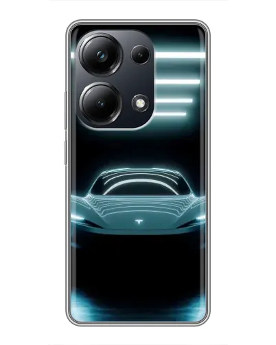 Чехол для Xiaomi POCO M6 Pro с картинкой «Tesla в неоне»
