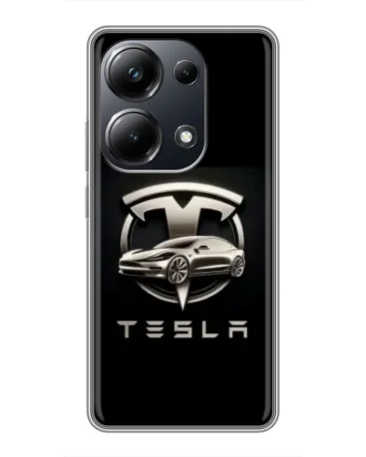 Чехол для Xiaomi POCO M6 Pro с картинкой «Tesla — серебристое авто»