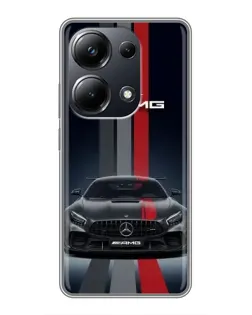 Чехол для Xiaomi POCO M6 Pro с картинкой «Mercedes — белый карбон»