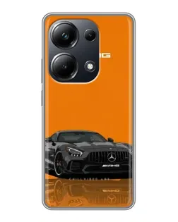 Чехол для Xiaomi POCO M6 Pro с картинкой «Оранжевый Mercedes AMG»