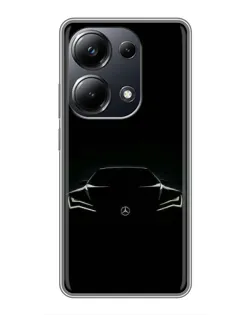 Чехол для Xiaomi POCO M6 Pro с картинкой «Mercedes — силуэт авто» Чехол для Xiaomi POCO M6 Pro с картинкой «Mercedes — силуэт авто»