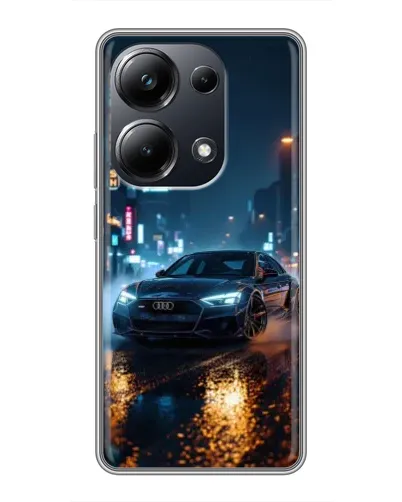 Чехол для Xiaomi POCO M6 Pro с картинкой «Ночной город и Audi»