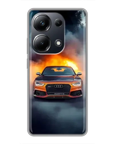 Чехол для Xiaomi POCO M6 Pro с картинкой «Audi в огненном дыму»