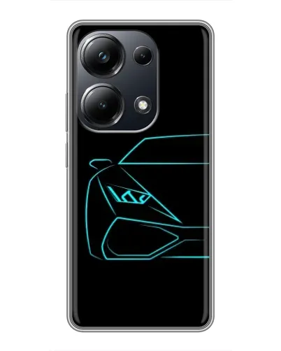 Чехол для Xiaomi POCO M6 Pro с картинкой «Голубой силуэт Lamborghini»