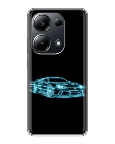 Чехол для Xiaomi POCO M6 Pro с картинкой «Неоновый контур Lamborghini»