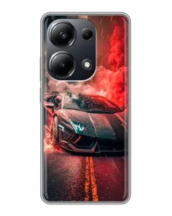 Чехол для Xiaomi POCO M6 Pro с картинкой «Lamborghini красный дым»