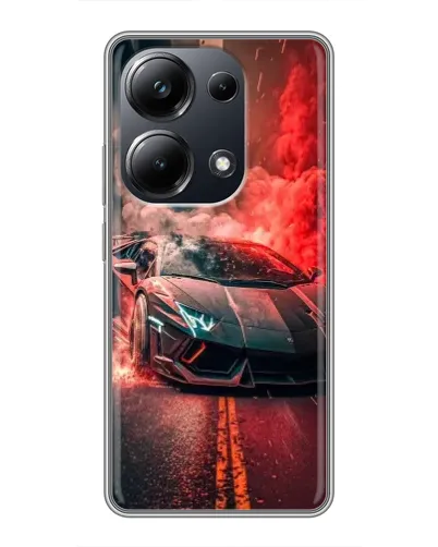 Чехол для Xiaomi POCO M6 Pro с картинкой «Lamborghini красный дым»