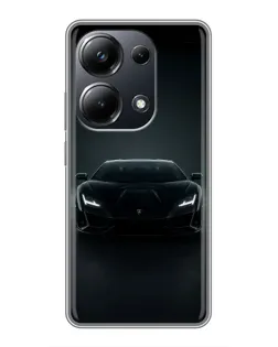 Чехол для Xiaomi POCO M6 Pro с картинкой «Черный Lamborghini Aventador»