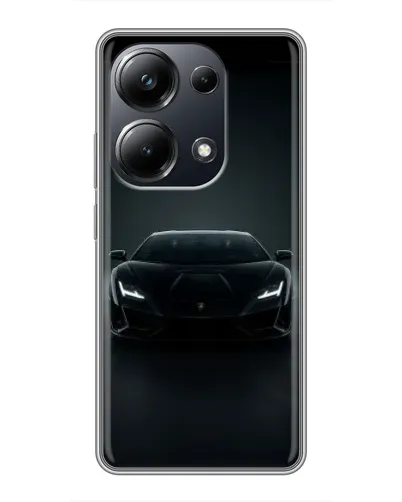 Чехол для Xiaomi POCO M6 Pro с картинкой «Черный Lamborghini Aventador»
