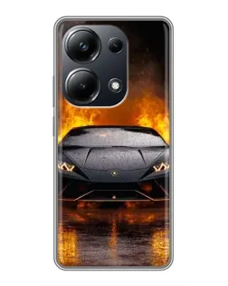 Чехол для Xiaomi POCO M6 Pro с картинкой «Lamborghini в огне»