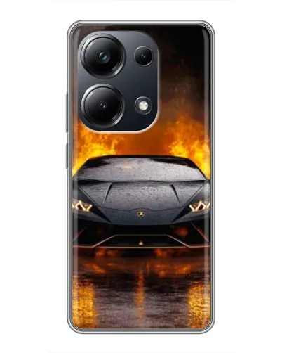 Чехол для Xiaomi POCO M6 Pro с картинкой «Lamborghini в огне»