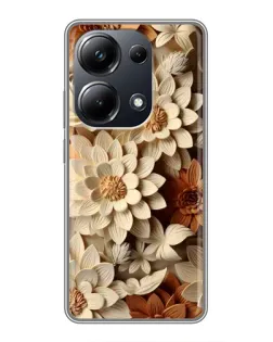 Чехол для Xiaomi POCO M6 Pro с картинкой «Бежевый флористический декор»