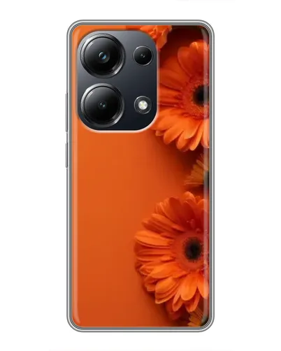Чехол для Xiaomi POCO M6 Pro с картинкой «Оранжевые герберы»