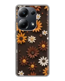 Чехол для Xiaomi POCO M6 Pro с картинкой «Узор из маленьких подсолнухов»