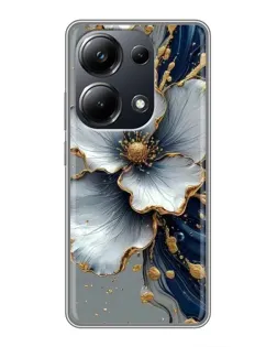 Чехол для Xiaomi POCO M6 Pro с картинкой «Белый цветок и золотой флюид»