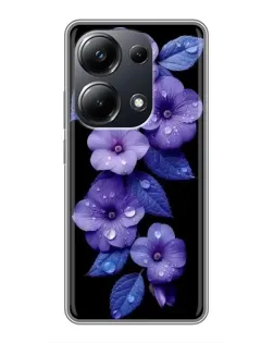 Чехол для Xiaomi POCO M6 Pro с картинкой «Фиолетовые цветы с росою»