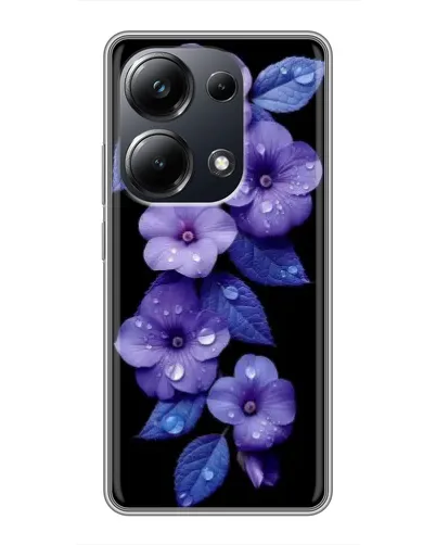 Чехол для Xiaomi POCO M6 Pro с картинкой «Фиолетовые цветы с росою»