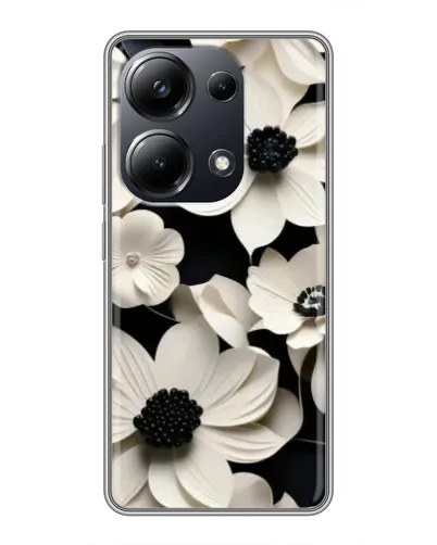 Чехол для Xiaomi POCO M6 Pro с картинкой «Объемные белые цветы»
