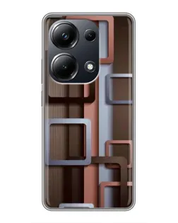 Чохол для Xiaomi POCO M6 Pro з картинкою «Коричневі об'ємні квадрати» Чохол для Xiaomi POCO M6 Pro з картинкою «Коричневі об'ємні квадрати»