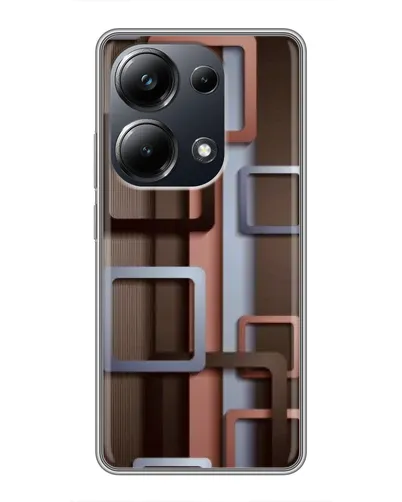 Чехол для Xiaomi POCO M6 Pro с картинкой «Коричневые объемные квадраты» Чехол для Xiaomi POCO M6 Pro с картинкой «Коричневые объемные квадраты»