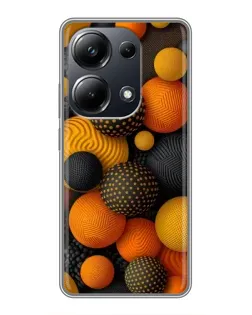 Чехол для Xiaomi POCO M6 Pro с картинкой «Объемные оранжевые сферы»