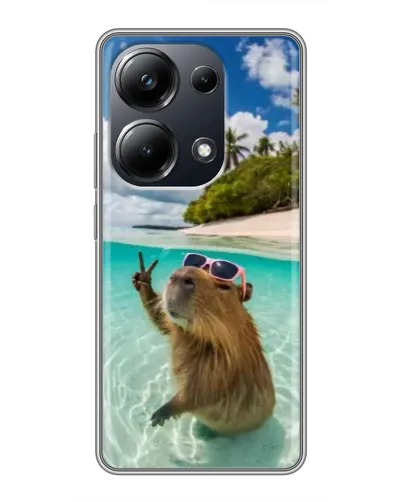 Чехол для Xiaomi POCO M6 Pro с картинкой «Капибара на море»