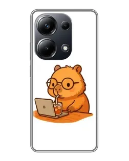 Чохол для Xiaomi POCO M6 Pro з картинкою «Капібара з ноутбуком»