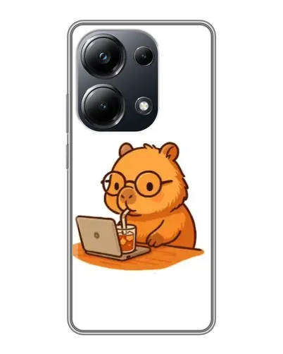 Чехол для Xiaomi POCO M6 Pro с картинкой «Капибара с ноутбуком»