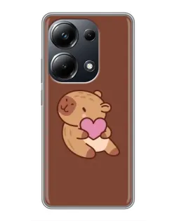 Чохол для Xiaomi POCO M6 Pro з картинкою «Капібара з серцем»