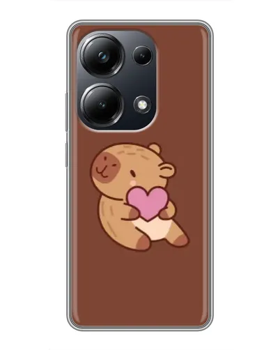 Чехол для Xiaomi POCO M6 Pro с картинкой «Капибара с сердцем»