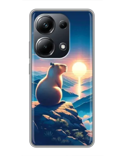 Чехол для Xiaomi POCO M6 Pro с картинкой «Закат солнца с капибарой»