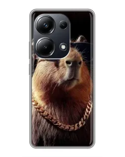 Чохол для Xiaomi POCO M6 Pro з картинкою «Капібара золотий ланцюг»