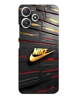 Чехол для Xiaomi POCO M6 с картинкой «Золотой Nike на металле»