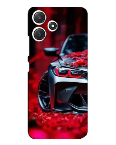 Чехол для Xiaomi POCO M6 с картинкой «Спортивная BMW и цветы»