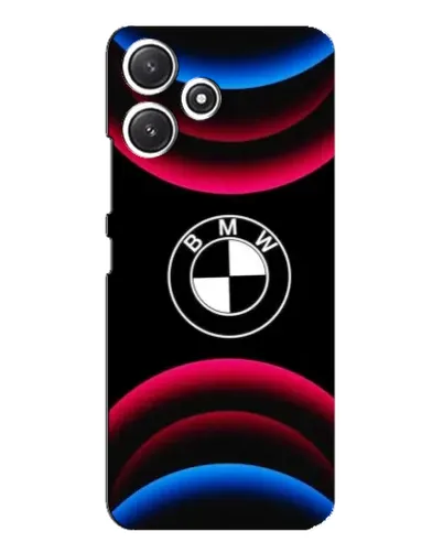 Чехол для Xiaomi POCO M6 с картинкой «Логотип BMW и неоновые дуги»