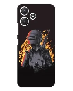Чехол для Xiaomi POCO M6 с картинкой «PUBG — огненный силуэт»